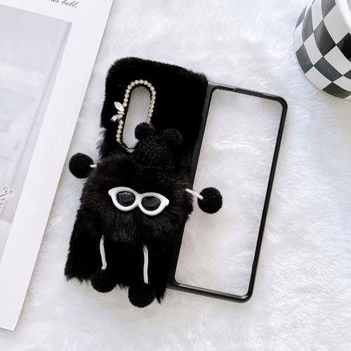 For Samsung Galaxy Z Fold3/Fold4 Girly Warm Plush Fluffy Fur Soft Phone Case - Photo 10 sur 14