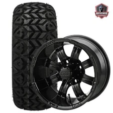 12" Casino Matte Black Golf Cart Wheels on Tires Combo (20x10-12) Set of 4
