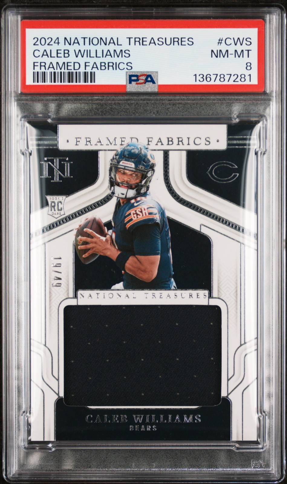 Caleb Williams Panini National Treasures Framed Fabrics #CWS Base