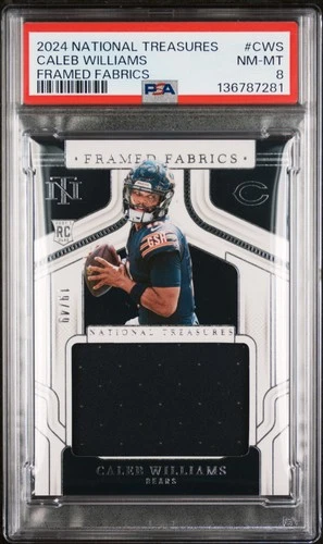 2024 NATIONAL TREASURES FRAMED FABRICS #CWS CALEB WILLIAMS RC 19/49 PSA 8