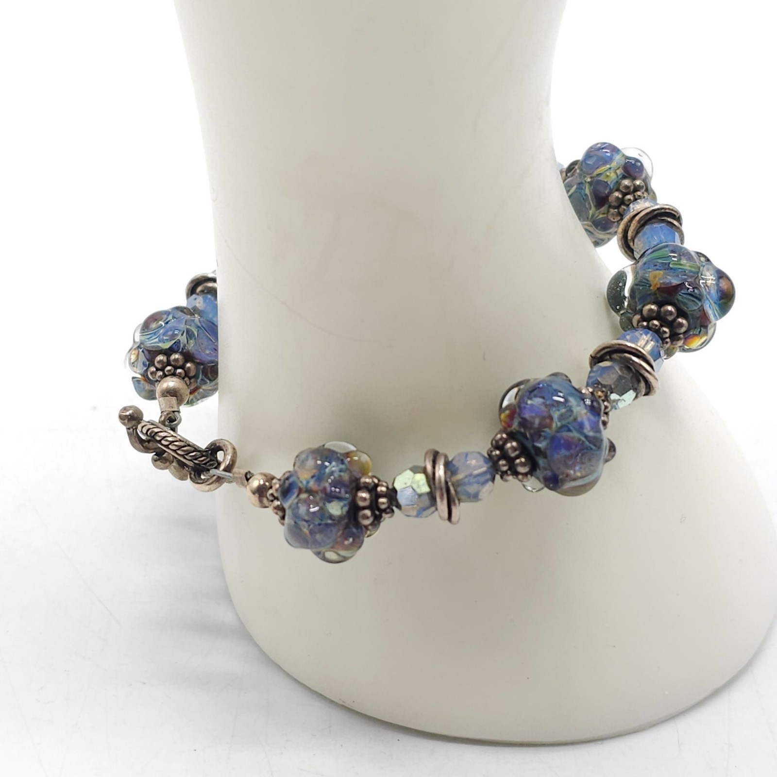 Handcrafted Silver Tone Toggle Clasp Bracelet Wit… - image 2