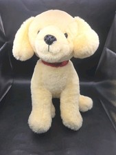 FAO Schwarz Dog Plush Yellow Lab Puppy Stuffed Animal Toy Red Collar 12  