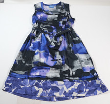 Simply Vera Vera Wang Dress Women 10 Blue Abstract Floral Sleeveless Knee Length