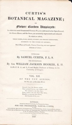 Titelblatt Titel title page Botanical Magazine botany Vol. XII Curtis 1839