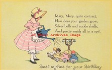 6 Postcards, Birthday Greetings with Nursery Rhymes, Little Bo Peep-Jack & Jill