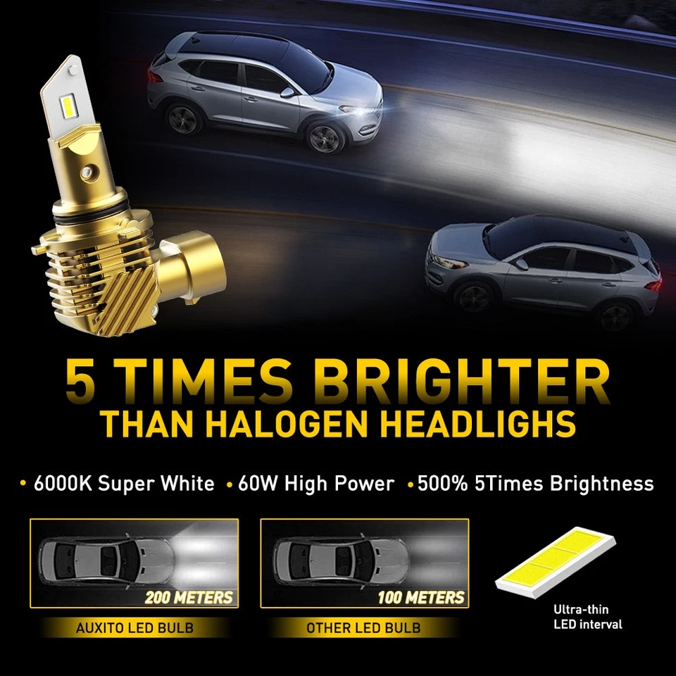 AUXITO 2X 9005 HB3 LED Headlight Kit Bulbs High Low Beam 6500K White 80000LM Q10 - Image 2 of 4