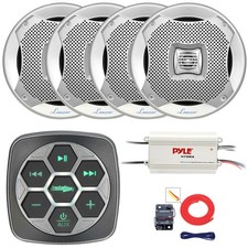 Metra 3-Zone Marine Bluetooth Controller, 4x 6.5" 400W Speakers, Amplifier, Kit