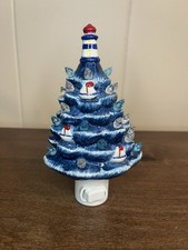 lighthouse Christmas Tree With Sailboats  night light Ceramic