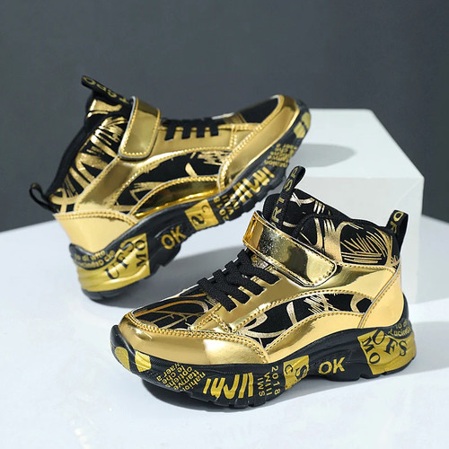 Marca Niños Zapatos para Correr Niños Antideslizantes Impermeables Informales Zapatos Cuero Brillante - Imagen 13 de 26