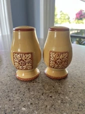 Fitz And Floyd-Del Vino-Salt And Pepper Shaker Set--Yellow/Brown-Handcrafted