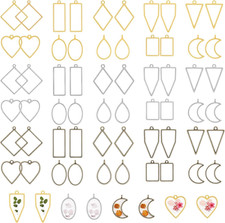 Open Bezels for Resin Jewelry Making, Hollow Frame Pendants with Jump Rings, Cra