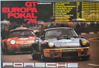 PORSCHE FACTORY POSTER 1974 GT EUROPA POKAL