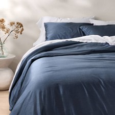 Full/Queen Rayon from Bamboo Duvet Set Dark Mineral Blue - Casaluna
