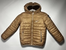 Nike Kids Hooded Puffer Jacket Small 5-6 Years Blue Boys Girls Just Do It Logo