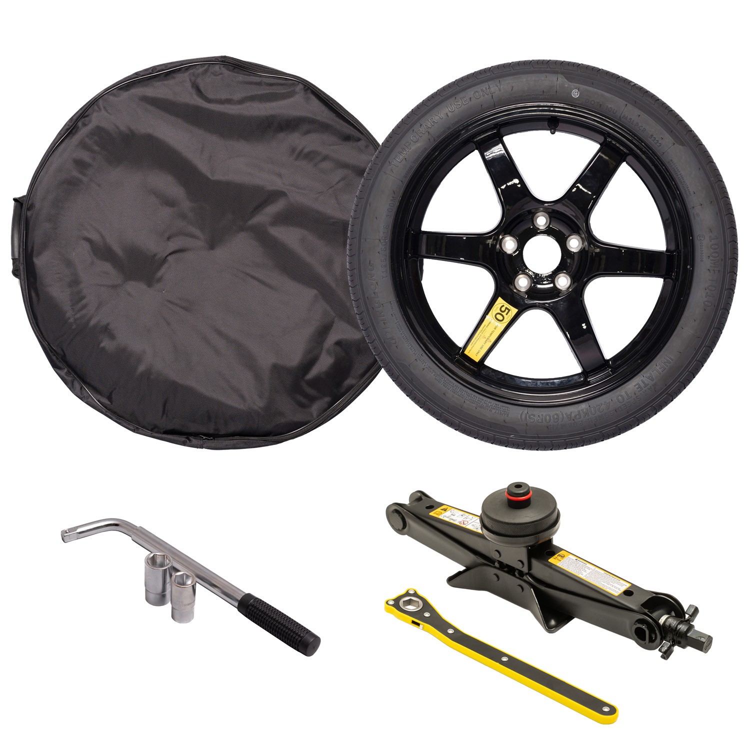 Complete Spare Tire Kit 18" Wheel Jack Tools Carrying Case for Tesla Model 3 TM3