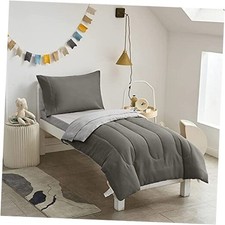 4 Pieces Toddler Bedding Set 4 pieces toddler bedding set Dark Gray Gray