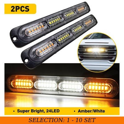2-20X Amber/White LED Warning Hazard Flash Lamp Car Truck Indicator Runing Light