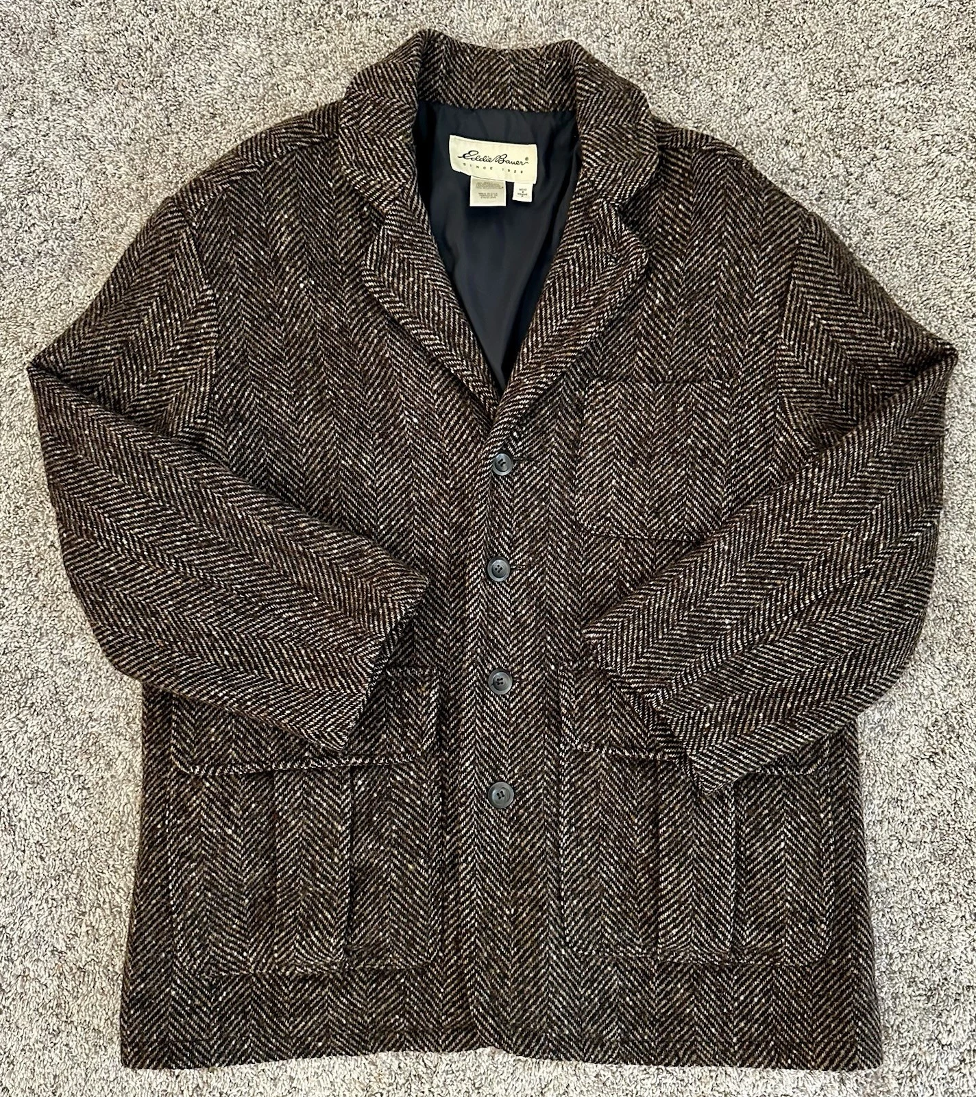 Vintage Eddie Bauer Herringbone Wool-Blend Jacket — Made in USA - product detail image 1