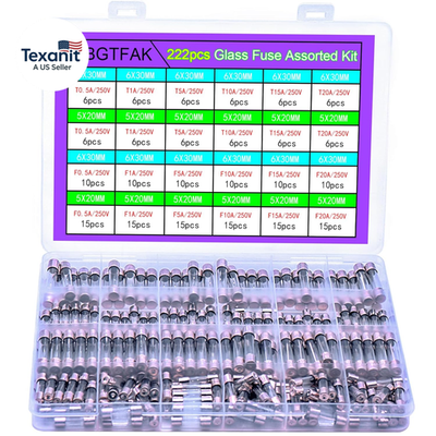 #ad #ad 24 Values 222Pcs 250V Fast Slow Blow Glass Fuses Assorted Kit 6X30MM 250V T 0.5A $19.86