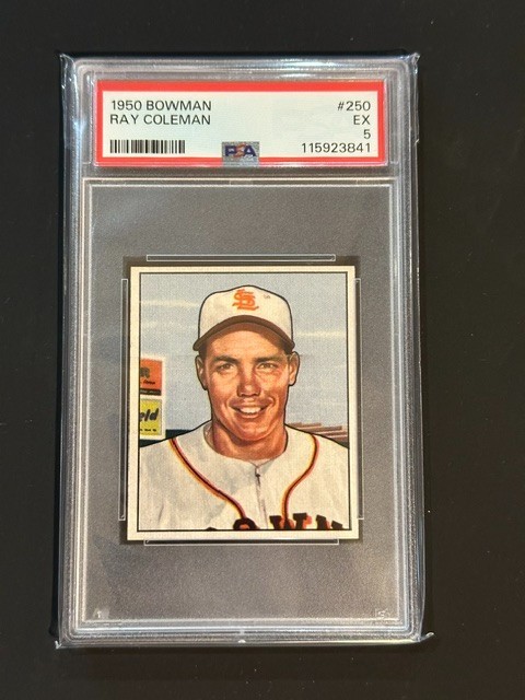 1950 Bowman #250 Ray Coleman St Louis Browns Vintage Baseball Card PSA 5 EX