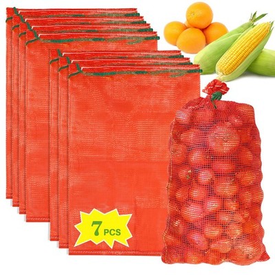 Sukh 7 Pcs Large Mesh Produce Bags - 60Lbs Mesh Vegetable Bags Reusable Washable