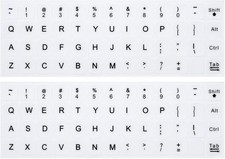 Scratch Resistant English Keyboard Replacement Stickers - 2-Pack White Vinyl