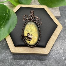 2.5 Polished Gemstone Copper/Brass Wire Wrapped Pendant New Free Ship B7235