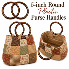 Pair of Vintage 5" Round Plastic Handbag Purse Handles Craft Macrame Crochet