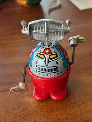 Vintage Moon Stroller Wind-Up Tin Robot Toy Made in Hong Kong