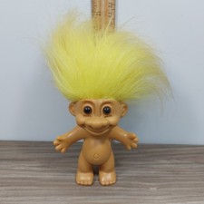 VINTAGE Troll Doll Yellow Hair Brown Eyes R1