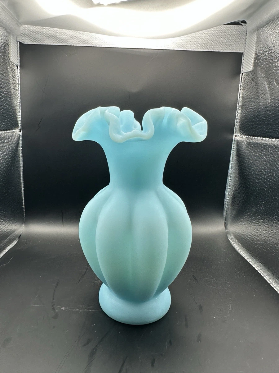 Fenton Blue Melon Vase for sale | eBay