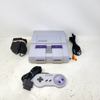 #ad Super Nintendo SNES Console Gray W 1 OEM Controllers amp; Cords Tested Working $119.97