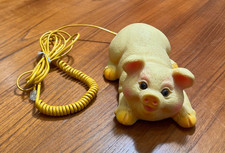 Vintage CUTE Plastic Pig Push Button Corded Telephone Tested Taiwan Farm Animal