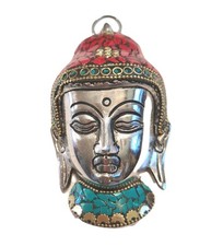 Tibetan Meditating Buddha Head Mosaic Inlay S...