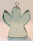 Recycled Green Tint Art Glass Angel 1" Thick Christmas Ornament Sun Catcher