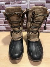 Sperry Womens Saltwater Misty Plaid Duck Boots in Black Tan Size 8 waterproof