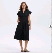 Women's Short Sleeve Pleated Midi Shirtdress - A New Day Sz M