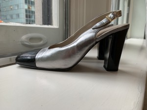 chanel silver pumps