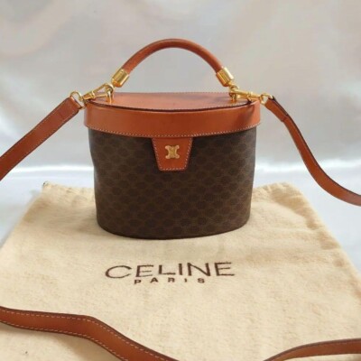 CELINE Shoulder bag Macadam Vanity Bag 2WAY Brown Leather Hand Bag