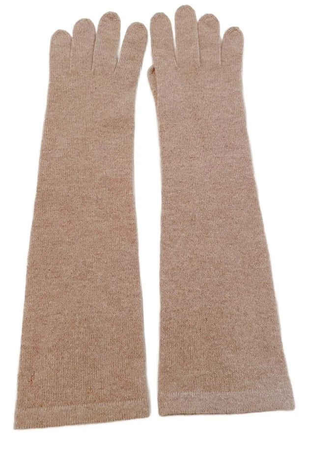 Guantes 100% Cachemira Mujer LONGITUD DEL CODO Beige Tostado Capa Base IMPERFECTOS Foto 2 de 4