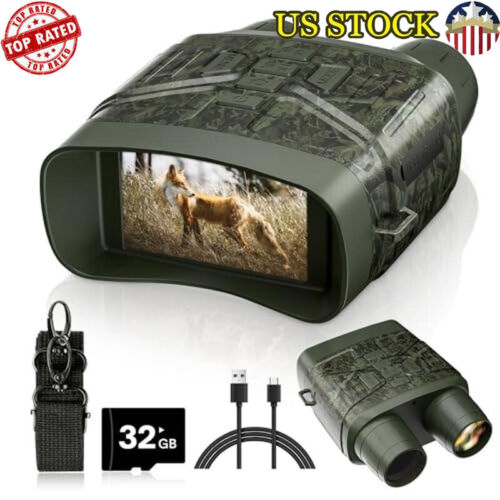 4K Video Night Vision Binoculars for Adults 3'' HD Screen w/ 32GB TF Card