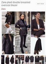 Zara plaid double breasted oversize blazer BNWOT Sz S MSRP: 99