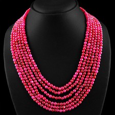 552.65 CTS EARTH MINED 6 STRAND ENHANCED RUBY ROUND BEADS NECKLACE (DG)
