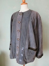 Jacke Lederjacke Trachtenjacke Trachten grau / schlamm Größe 44 XXL 