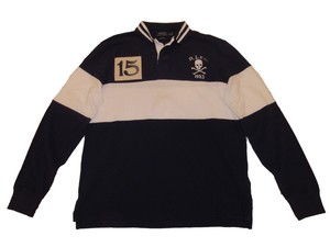 Polo Ralph Lauren Navy Blue XL Skull Crossbones Long Sleeve Rugby Shirt XL 789023685585 | eBay