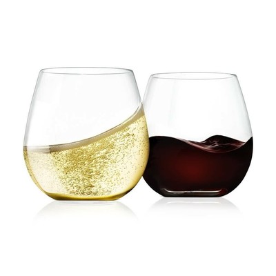 Nutrichef 2 Sets Crystal-Clear Stemless Wine Glass-Ultra Clear and Thin (Pair)