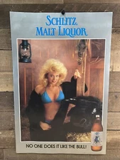 Vintage NOS 1988 Schlitz Malt Liquor "No One Does It Like The Bull" Poster