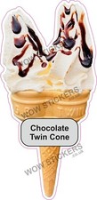Eiswagen Aufkleber Twin Cone mit Schokoladensauce Whippy Trailer Decals