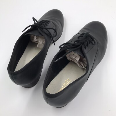 Danshuz Black Leather Oxford Lace Up Dance Sneakers Tapper  display picture 3