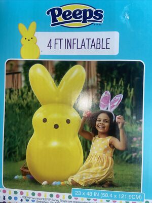 Peeps Bunny Shaped 4 Ft. Yellow Blow Up Inflatable Indoor/Outdoor NEW